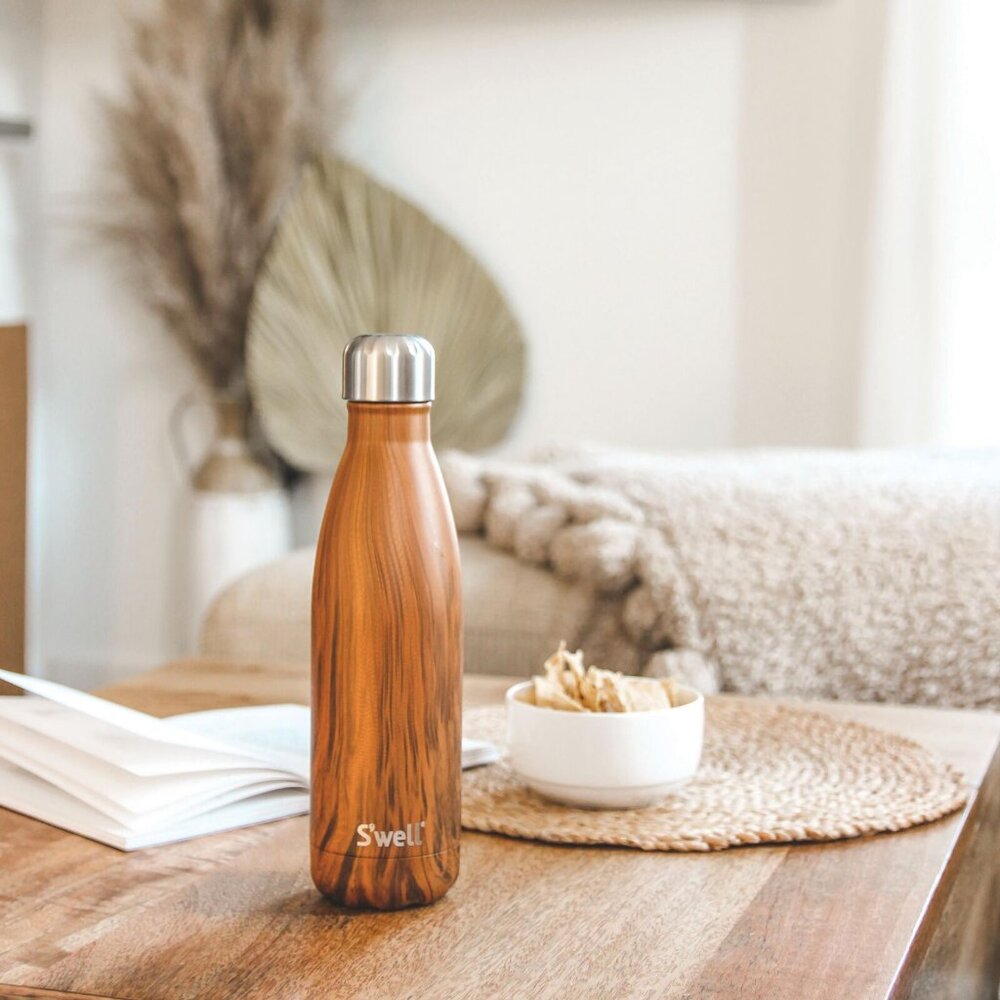 S'well Stainless Steel Reusable Water Bottle, 17oz / 750ml, Teakwood